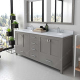 Virtu USA Caroline Avenue 72" Double Bath Vanity with White Quartz Top and Round Sinks