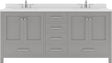 Virtu USA Caroline Avenue 72" Double Bath Vanity in Cashmere Grey with Dazzle White Top and Round Sink - Luxe Bathroom Vanities Luxury Bathroom Fixtures Bathroom Furniture