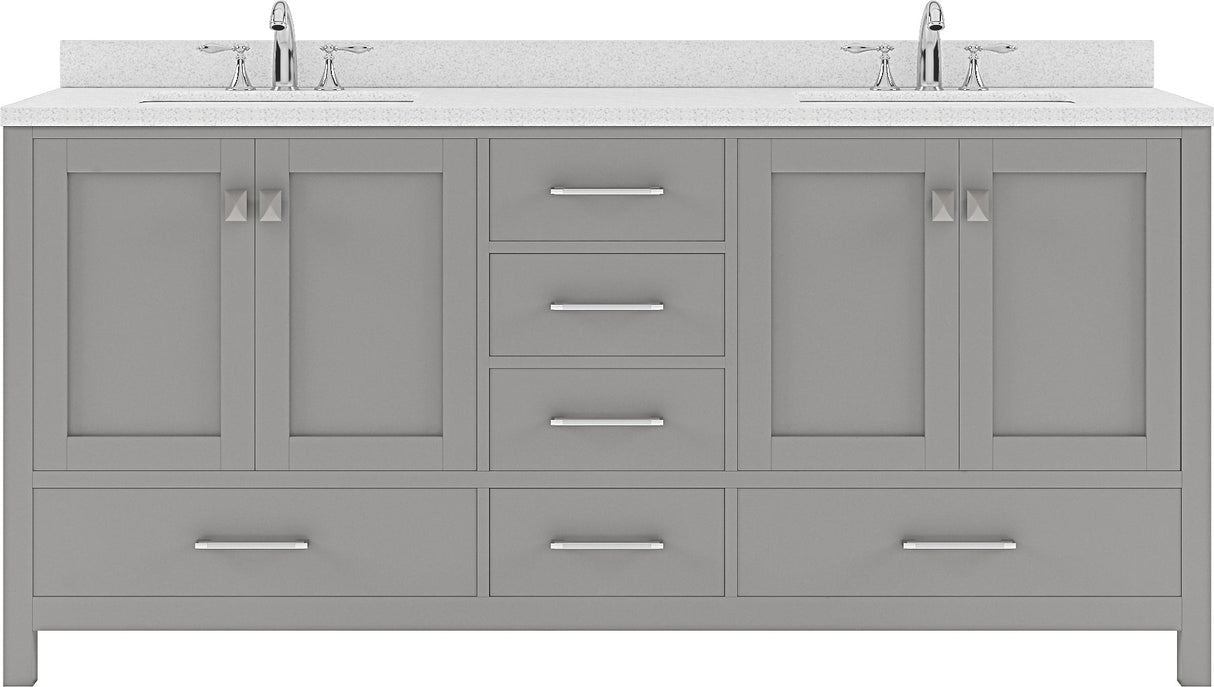 Virtu USA Caroline Avenue 72" Double Bath Vanity in Cashmere Grey with Dazzle White Top and Round Sink - Luxe Bathroom Vanities Luxury Bathroom Fixtures Bathroom Furniture