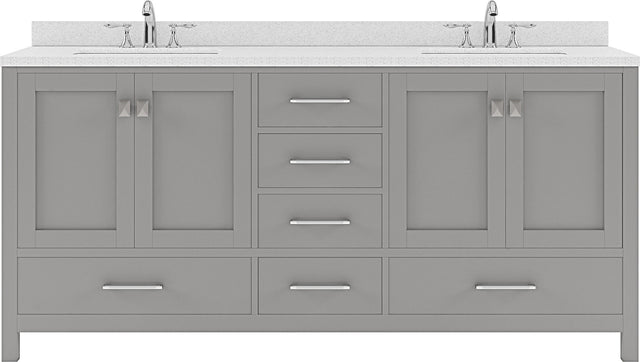 Virtu USA Caroline Avenue 72" Double Bath Vanity in Cashmere Grey with Dazzle White Top and Round Sink - Luxe Bathroom Vanities Luxury Bathroom Fixtures Bathroom Furniture