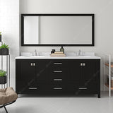 Virtu USA Caroline Avenue 72" Double Bath Vanity with White Quartz Top and Round Sinks