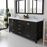 Virtu USA Caroline Avenue 72" Double Bath Vanity with White Quartz Top and Round Sinks