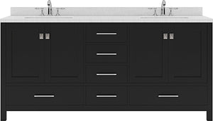 Virtu USA Caroline Avenue 72" Double Bath Vanity with Dazzle White Top and Round Sink - Luxe Bathroom Vanities