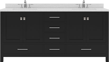 Virtu USA Caroline Avenue 72" Double Bath Vanity with Dazzle White Top and Round Sink - Luxe Bathroom Vanities