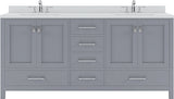 Virtu USA Caroline Avenue 72" Double Bath Vanity with Dazzle White Top and Round Sink - Luxe Bathroom Vanities