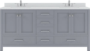 Virtu USA Caroline Avenue 72" Double Bath Vanity with Dazzle White Top and Round Sink - Luxe Bathroom Vanities
