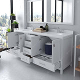 Virtu USA Caroline Avenue 72" Double Bath Vanity with White Quartz Top and Round Sinks