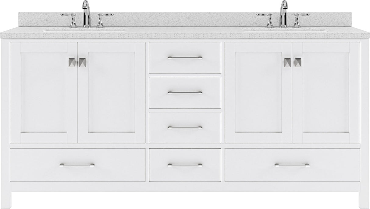 Virtu USA Caroline Avenue 72" Double Bath Vanity with Dazzle White Top and Round Sink - Luxe Bathroom Vanities