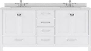 Virtu USA Caroline Avenue 72" Double Bath Vanity with Dazzle White Top and Round Sink - Luxe Bathroom Vanities