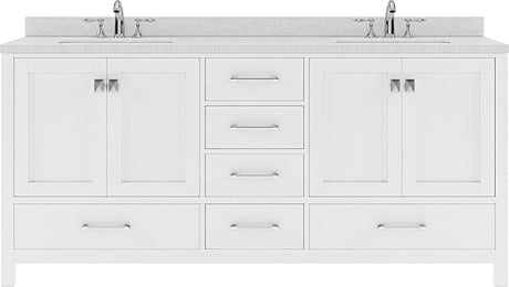 Virtu USA Caroline Avenue 72" Double Bath Vanity with Dazzle White Top and Round Sink - Luxe Bathroom Vanities