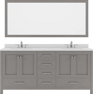 Virtu USA Caroline Avenue 72" Double Bath Vanity with Dazzle White Top and Square Sink with Polished Chrome Faucet and Mirror - Luxe Bathroom Vanities Luxury Bathroom Fixtures Bathroom Furniture