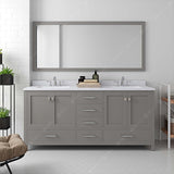 Virtu USA Caroline Avenue 72" Double Bath Vanity with Dazzle White Quartz Top and Square Sinks with Matching Mirror