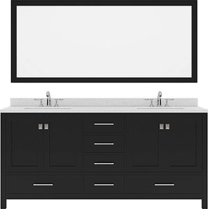 Virtu USA Caroline Avenue 72" Double Bath Vanity with Dazzle White Top and Square Sink with Polished Chrome Faucet and Mirror - Luxe Bathroom Vanities Luxury Bathroom Fixtures Bathroom Furniture