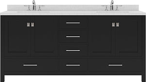 Virtu USA Caroline Avenue 72" Double Bath Vanity with Dazzle White Top and Square Sink - Luxe Bathroom Vanities Luxury Bathroom Fixtures Bathroom Furniture