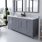 Virtu USA Caroline Avenue 72" Double Bath Vanity with Dazzle White Quartz Top and Square Sinks with Matching Mirror