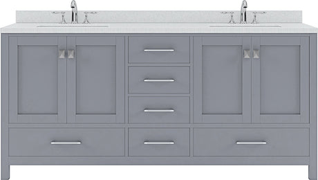 Virtu USA Caroline Avenue 72" Double Bath Vanity with Dazzle White Top and Square Sink - Luxe Bathroom Vanities