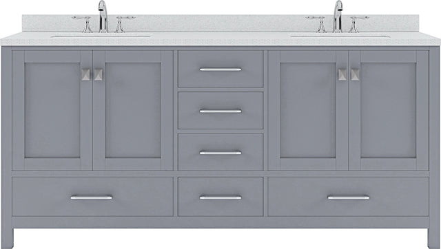 Virtu USA Caroline Avenue 72" Double Bath Vanity with Dazzle White Top and Square Sink - Luxe Bathroom Vanities