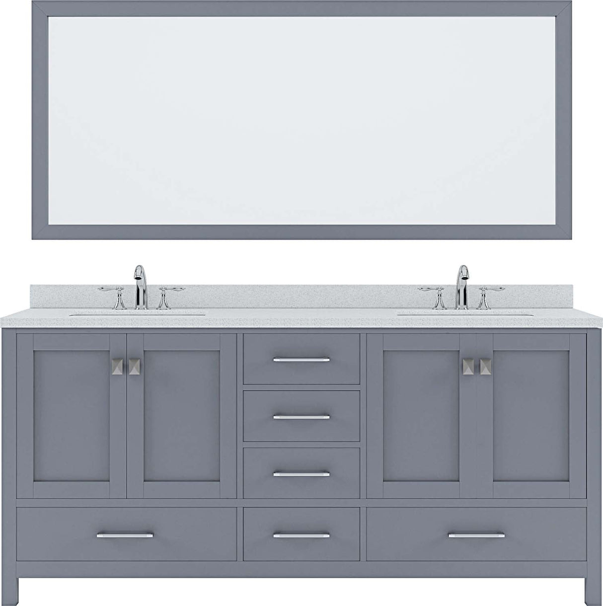 Virtu USA Caroline Avenue 72" Double Bath Vanity with Dazzle White Top and Square Sink with Mirror - Luxe Bathroom Vanities