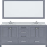 Virtu USA Caroline Avenue 72" Double Bath Vanity with Dazzle White Top and Square Sink with Mirror - Luxe Bathroom Vanities