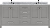 Virtu USA Caroline Avenue 72" Double Bath Vanity with White Marble Top and Round Sinks with Matching Mirror