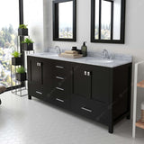 Virtu USA Caroline Avenue 72" Double Bath Vanity with White Marble Top and Round Sinks with Matching Mirrors