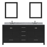 Virtu USA Caroline Avenue 72" Double Bath Vanity with Marble Top and Round Sink with Mirrors - Luxe Bathroom Vanities