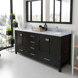 Virtu USA Caroline Avenue 72" Double Bath Vanity with White Marble Top and Round Sinks with Matching Mirror