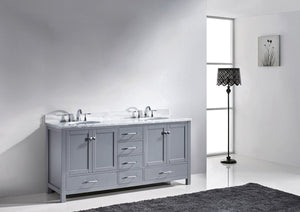 Virtu USA Caroline Avenue 72" Double Bath Vanity with White Marble Top and Round Sinks