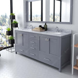 Virtu USA Caroline Avenue 72" Double Bath Vanity with White Marble Top and Round Sinks with Matching Mirror