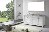 Virtu USA Caroline Avenue 72" Double Bath Vanity with White Marble Top and Round Sinks with Polished Chrome Faucets with Matching Mirror