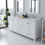 Virtu USA Caroline Avenue 72" Double Bath Vanity with White Marble Top and Round Sinks with Matching Mirrors