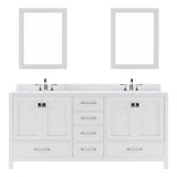 Virtu USA Caroline Avenue 72" Double Bath Vanity with Marble Top and Round Sink with Mirrors - Luxe Bathroom Vanities