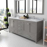 Virtu USA Caroline Avenue 72" Double Bath Vanity with White Marble Top and Square Sinks with Matching Mirror