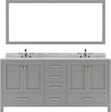 Virtu USA Caroline Avenue 72" Double Bath Vanity in White with White Marble Top and Square Sinks with Matching Mirror - Luxe Bathroom Vanities