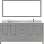 Virtu USA Caroline Avenue 72" Double Bath Vanity in White with White Marble Top and Square Sinks with Matching Mirror - Luxe Bathroom Vanities