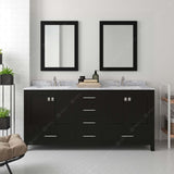 Virtu USA Caroline Avenue 72" Double Bath Vanity with White Marble Top and Square Sinks with Matching Mirrors
