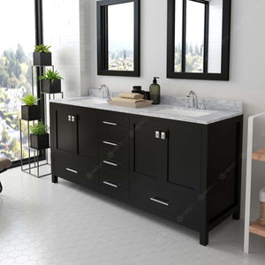 Virtu USA Caroline Avenue 72" Double Bath Vanity with White Marble Top and Square Sinks with Matching Mirrors