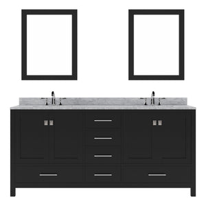 Virtu USA Caroline Avenue 72" Double Bath Vanity with Marble Top and Square Sink with Mirrors - Luxe Bathroom Vanities