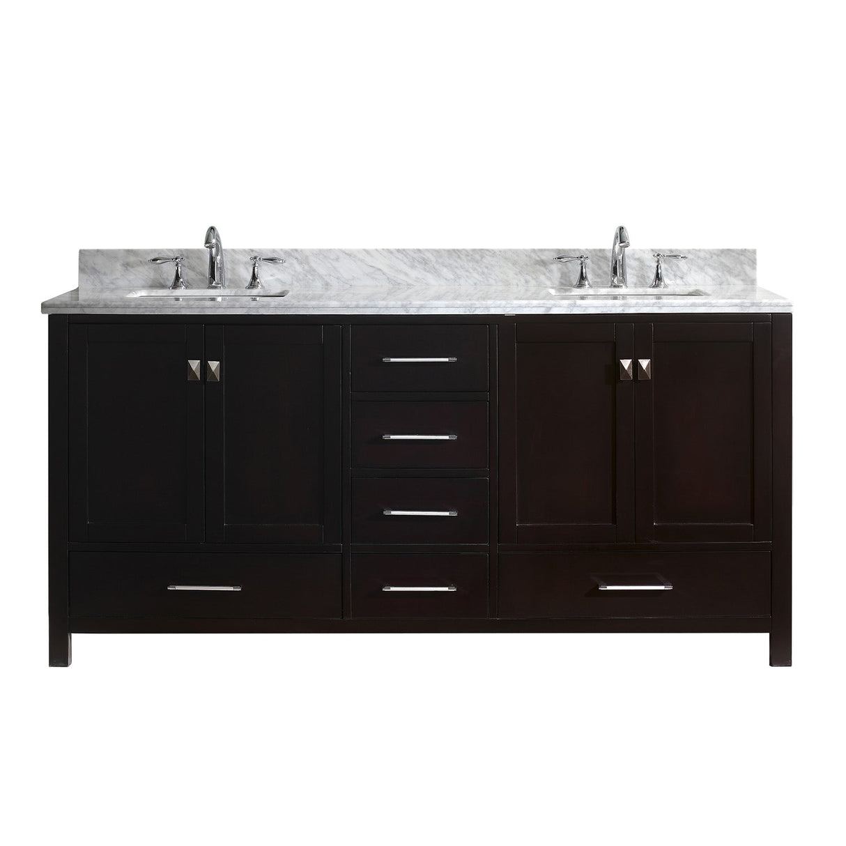 Virtu USA Caroline Avenue 72" Double Bath Vanity with Marble Top and Square Sink - Luxe Bathroom Vanities