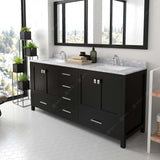 Virtu USA Caroline Avenue 72" Double Bath Vanity with White Marble Top and Square Sinks with Matching Mirror