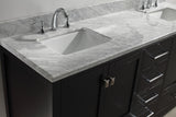 Virtu USA Caroline Avenue 72" Double Bath Vanity with White Marble Top and Square Sinks with Matching Mirror