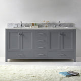 Virtu USA Caroline Avenue 72" Double Bath Vanity with White Marble Top and Square Sinks