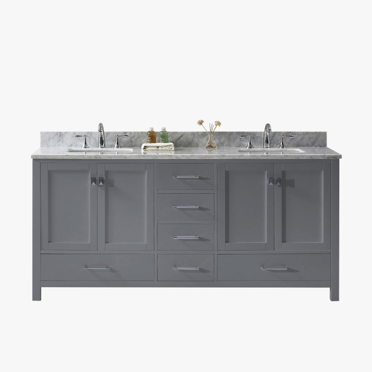 Virtu USA Caroline Avenue 72" Double Bath Vanity with Marble Top and Square Sink - Luxe Bathroom Vanities Luxury Bathroom Fixtures Bathroom Furniture