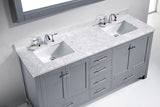 Virtu USA Caroline Avenue 72" Double Bath Vanity with White Marble Top and Square Sinks with Matching Mirror