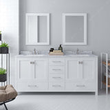 Virtu USA Caroline Avenue 72" Double Bath Vanity with White Marble Top and Square Sinks with Matching Mirrors