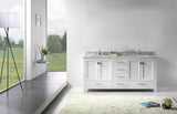 Virtu USA Caroline Avenue 72" Double Bath Vanity with White Marble Top and Square Sinks