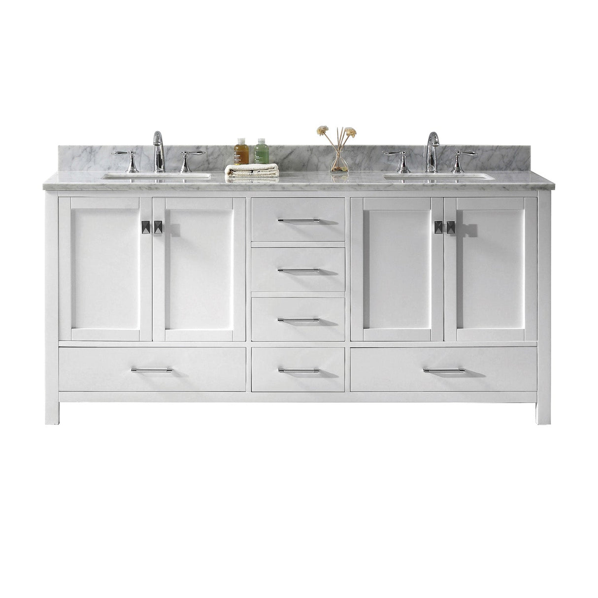 Virtu USA Caroline Avenue 72" Double Bath Vanity with Marble Top and Square Sink - Luxe Bathroom Vanities Luxury Bathroom Fixtures Bathroom Furniture