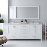 Virtu USA Caroline Avenue 72" Double Bath Vanity with White Marble Top and Square Sinks with Matching Mirror