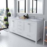 Virtu USA Caroline Avenue 72" Double Bath Vanity with White Marble Top and Square Sinks with Matching Mirror