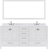 Virtu USA Caroline Avenue 72" Double Bath Vanity in White with White Marble Top and Square Sinks with Matching Mirror - Luxe Bathroom Vanities